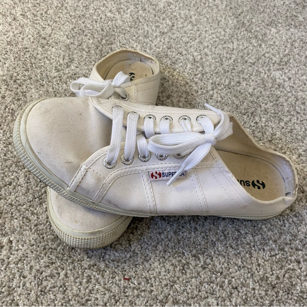 Superga White Slip On Shoes Sneakers Good Used Condition